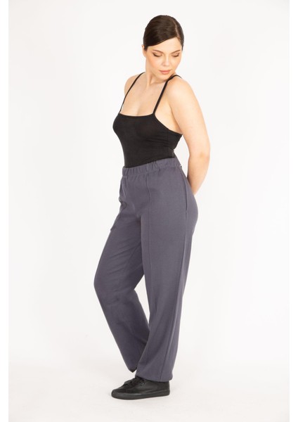 Kadın Bordo Büyük Beden Ütü Izi Çima Dikişli Beli Lastikli Yan Cepli Pantolon fiyatları