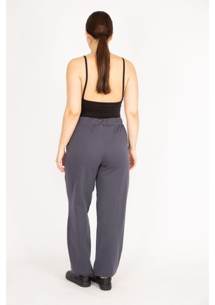 Kadın Bordo Büyük Beden Ütü Izi Çima Dikişli Beli Lastikli Yan Cepli Pantolon fırsatları