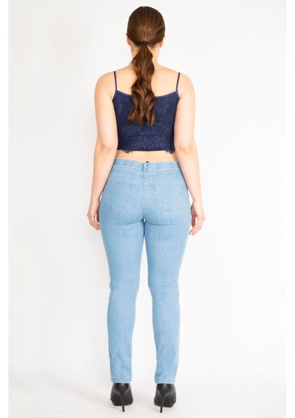 Kadın Mavi Büyük Beden 5 Cepli Kot Pantolon