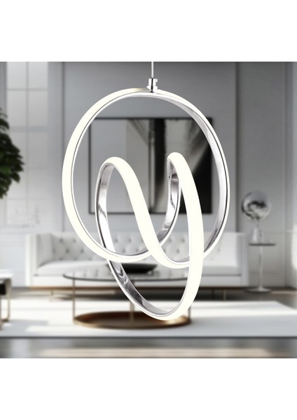 Ruby Krom 3 Renkli 48 Watt Kristal Ledli Modern Oturma Odası Salon Sarkıt Avize