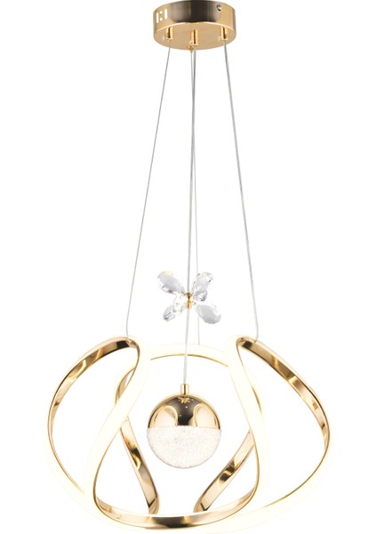 Laurel Gold 3 Renkli 75 Watt Kristal Ledli Modern Oturma Odası Salon Sarkıt Avize