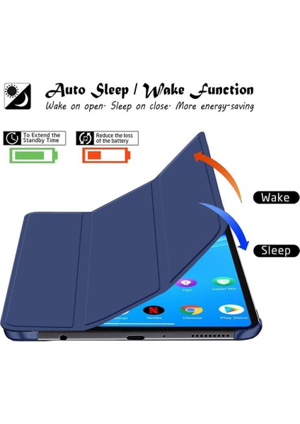 Huawei Matepad Air 11.5'' Inç 2023 Tablet Kılıfı Smart Kapaklı Stand Özellikli Pu Deri Slim Zırh Smart Cover Arkası Şeffaf Kapak + Kalem Set