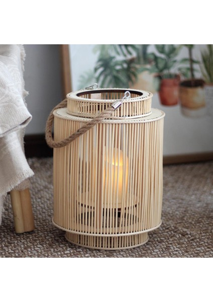 Bambu El Dokuma Asılı Çay Işık Mumluk Süsleme Geniş Ahşap Kullanır (Yurt Dışından)