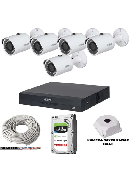 5 Kameralı Ip Set 2mp 1080P 30 mt Gece Görüş 1tb