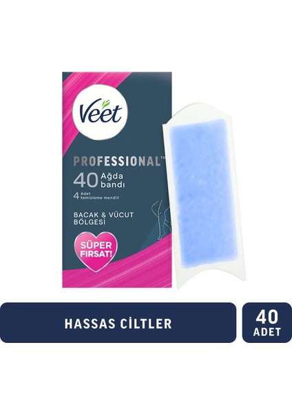 Professional Ağda Bandı Hassas Ciltler İçin Bacak&Vücut Bölgesi Süper Fırsat 40’lı