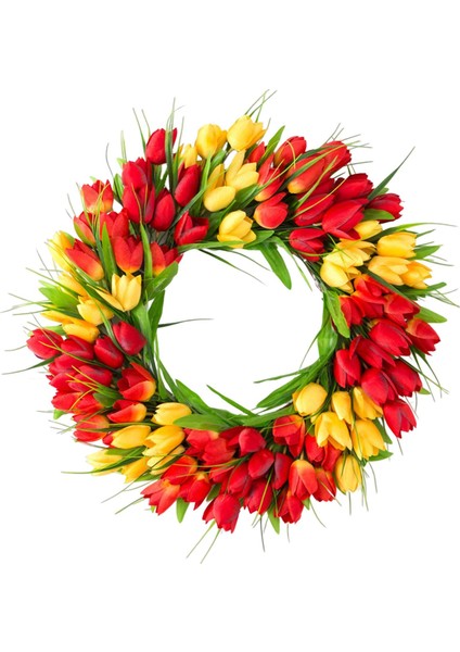 40 cm Çelenk Dekor Ön Parti Sarı Kırmızı Yeşil (Yurt Dışından)