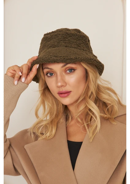 EKE TEKSTİL Kadın Peluş Kova Model Balıkçı Bucket Hat Kışlık Şapka