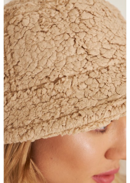 EKE TEKSTİL Kadın Peluş Kova Model Balıkçı Bucket Hat Kışlık Şapka