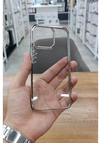 iPhone 15 Pro Max Kılıf Kamera ve Lens Korumalı Şeffaf Renkli Çerçeveli Sert Pc Lüx Kapak