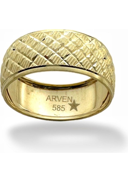 Aynalı Bakla Unisex 8 mm 14 Ayar Altın Alyans Yüzük