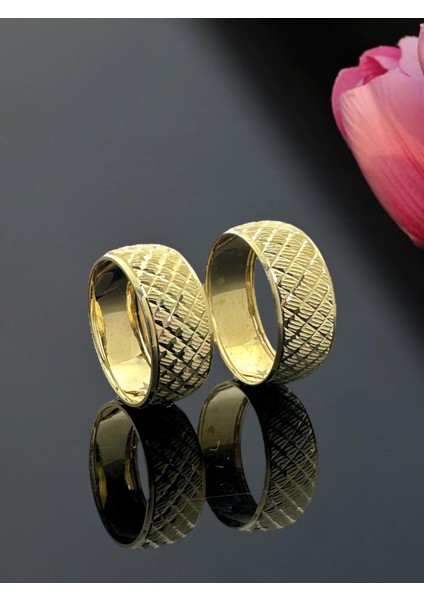 Aynalı Bakla Unisex 8 mm 14 Ayar Altın Alyans Yüzük modelleri