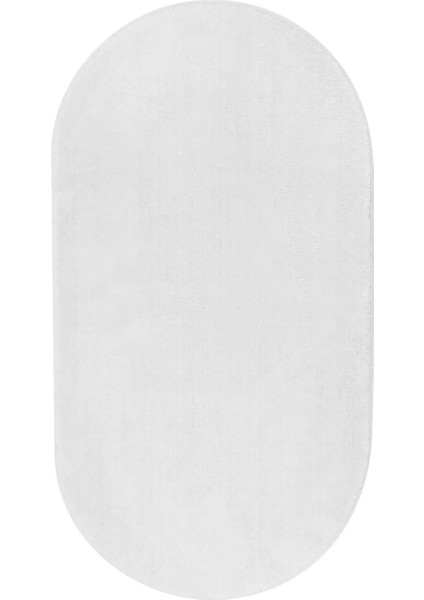 Beyaz Fluffy Oval Post Peluş Halı Kaymaz Taban Yumuşacık Yolluk Modern Halı modelleri