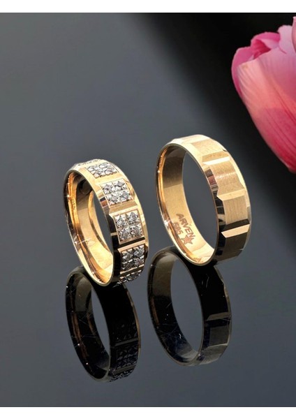El Üretimi Sade Taşsız Rose Gold 14 Ayar Altın Alyans Yüzük fiyatları