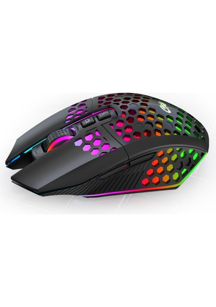 Sessiz Tuşlu Wireless 2.4g 8 Button Rgb LED Gaming Mouse - Silent Button - One Click Desktop Siyah