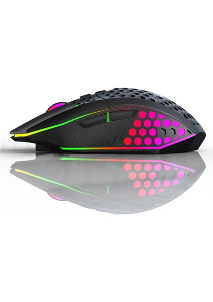 Sessiz Tuşlu Wireless 2.4g 8 Button Rgb LED Gaming Mouse - Silent Button - One Click Desktop Siyah