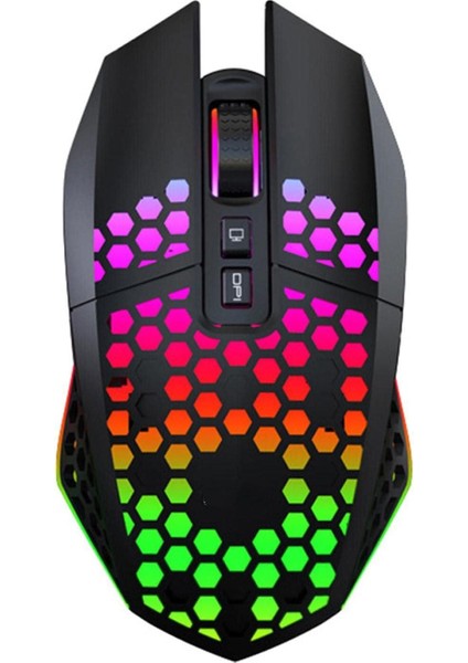 Sessiz Tuşlu Wireless 2.4g 8 Button Rgb LED Gaming Mouse - Silent Button - One Click Desktop Siyah