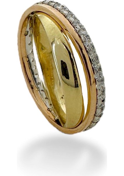 Üç Renk Bulmaca Yüzük 14 Ayar Altın El Üretimi Alyans fiyatları