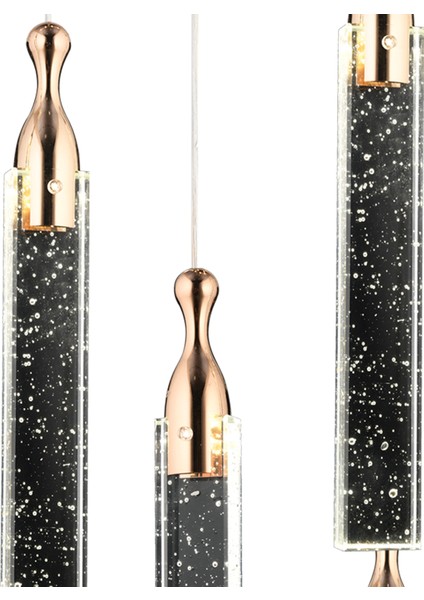 Klaus 5'li Yuvarlak 3 Renkli 75 Watt Gold Kristal Ledli Modern Oturma Odası Salon Sarkıt Avize