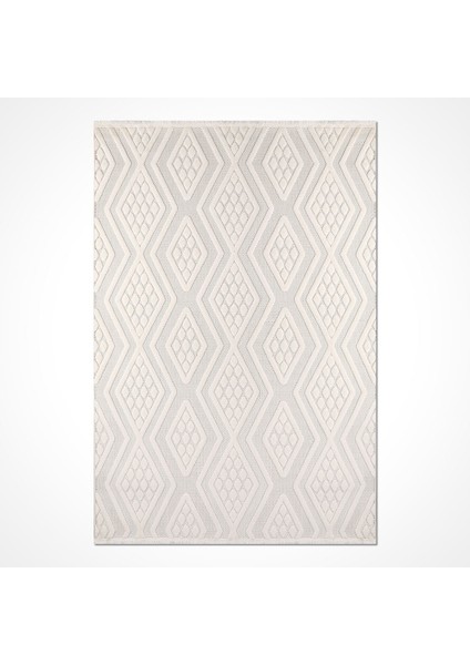 Scarlett Krem Geometrik Polyester Makine Halısı