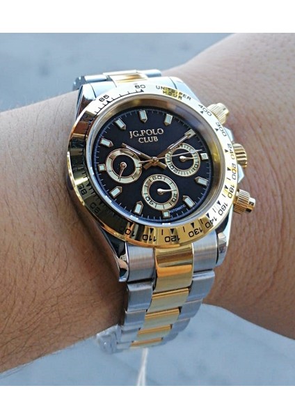 Jg Polo Club Gümüş Erkek Kol Saati 5 Atm Su Geçirmez Paslanmaz Çelik Makine Garantili