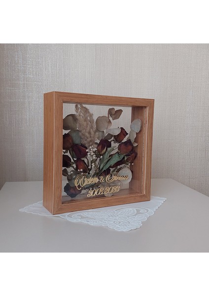 Bambu Isimli 25X25 cm Çift Yönlü Anı Çerçevesi! Gül Kutusu Şeffaf Gül Kutusu