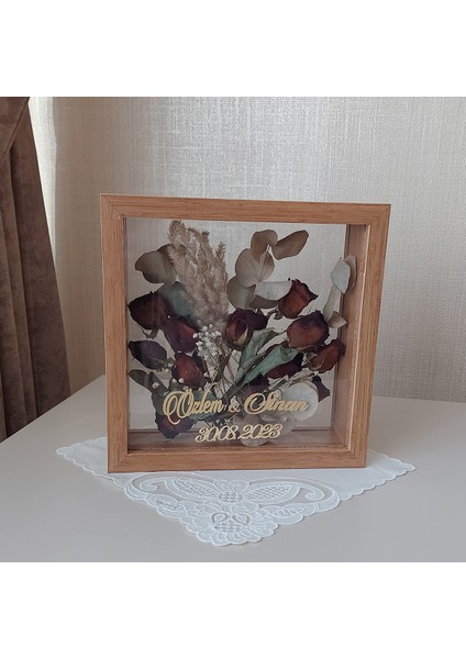 Bambu Isimli 25X25 cm Çift Yönlü Anı Çerçevesi! Gül Kutusu Şeffaf Gül Kutusu