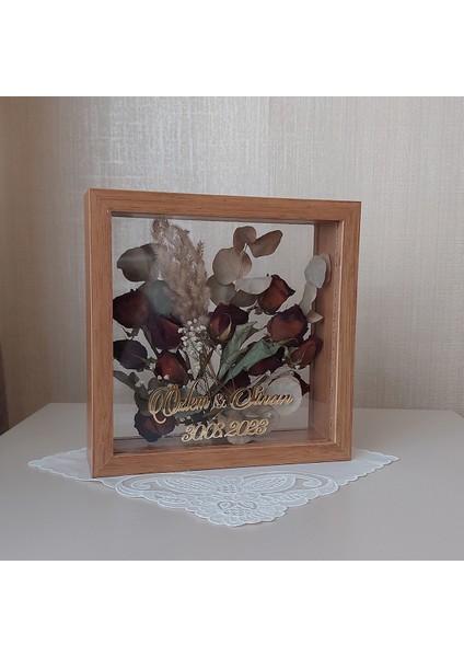 Bambu Isimli 25X25 cm Çift Yönlü Anı Çerçevesi! Gül Kutusu Şeffaf Gül Kutusu