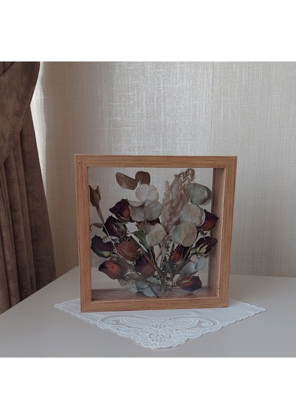Bambu 25X25 cm Çift Yönlü Anı Çerçevesi! Gül Kutusu Şeffaf Gül Kutusu