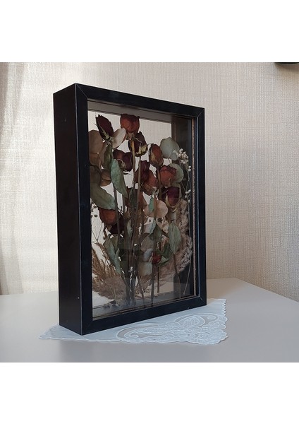 Siyah 25X35 cm Çift Yönlü Anı Çerçevesi! Gül Kutusu Şeffaf Gül Kutusu