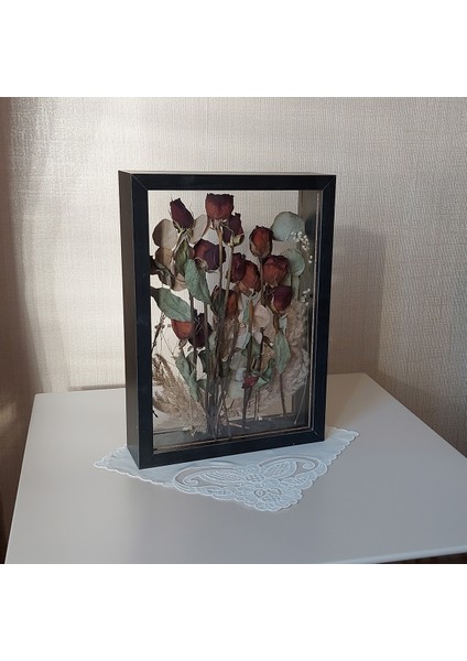 Siyah 25X35 cm Çift Yönlü Anı Çerçevesi! Gül Kutusu Şeffaf Gül Kutusu