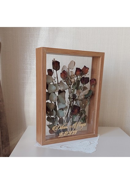 Bambu Isimli 30X40 cm Çift Yönlü Anı Çerçevesi! Gül Kutusu Şeffaf Gül Kutusu