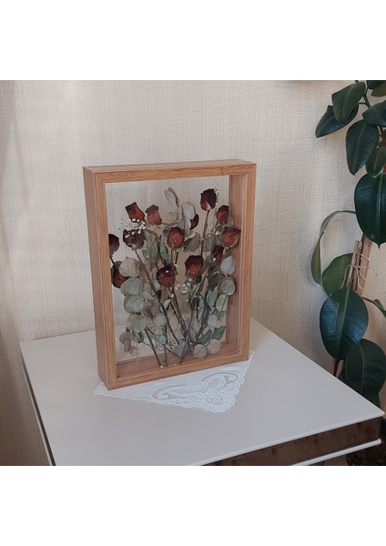 Bambu 30X40 cm Çift Yönlü Anı Çerçevesi! Gül Kutusu Şeffaf Gül Kutusu