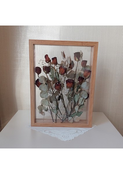 Bambu 30X40 cm Çift Yönlü Anı Çerçevesi! Gül Kutusu Şeffaf Gül Kutusu