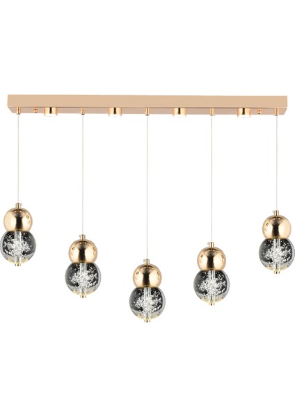 Sasha 5'li Sıralı 3 Renkli 57 Watt Gold Kristal Ledli Modern Oturma Odası Salon Sarkıt Avize fiyatları