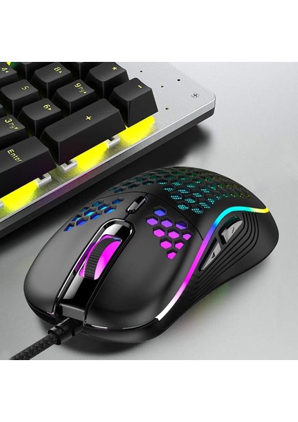 Rgb LED Işıklı 6 Tuşlu 7200DPI Gaming Oyuncu Mouse Siyah