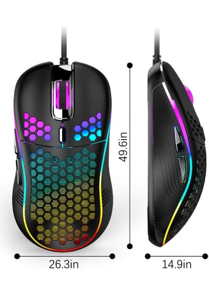 Rgb LED Işıklı 6 Tuşlu 7200DPI Gaming Oyuncu Mouse Siyah