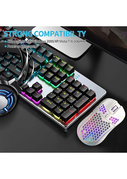 Rgb LED Işıklı 6 Tuşlu 7200DPI Gaming Oyuncu Mouse Beyaz