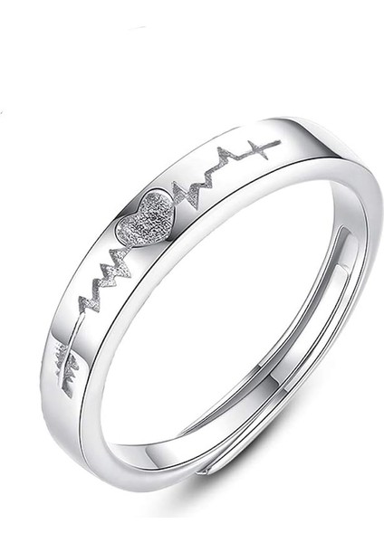 Çift Yüzükler 925 Ayar Gümüş Ayarlanabilir Açık Kalp Atışı Yüzükler Nişan Çifti Yüzükler Erkekler Için Yüzükler Kadınlar Için Yüzükler Düğün Sözü Nişan Yıldönümü Yüzüğü (Yurt Dışından)