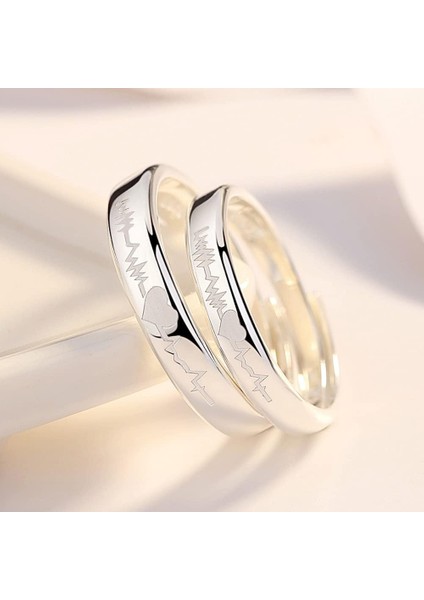 Çift Yüzükler 925 Ayar Gümüş Ayarlanabilir Açık Kalp Atışı Yüzükler Nişan Çifti Yüzükler Erkekler Için Yüzükler Kadınlar Için Yüzükler Düğün Sözü Nişan Yıldönümü Yüzüğü (Yurt Dışından) fırsatları