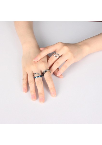 Çift Kilitli Döner Döner Bant Yüksek Cilalı Yüzük, Çift Yüzükler Çapraz Iki Tonlu Yüzükler, Stres Kaygısını Giderici, Siyah/mavi/gümüş 2mm Titanyum Boyut 7-10 (Yurt Dışından) fırsatları