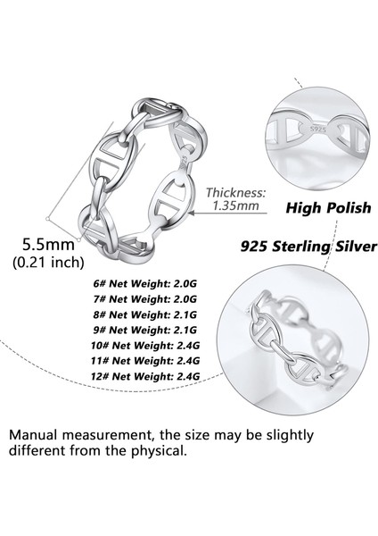 Gümüş Zincir Yüzükler, Zarif Mariner Zincir Bağlantı / Kadın Erkek Hediye Paketleme Için Celtic Knot Parmak Yüzük (Yurt Dışından)