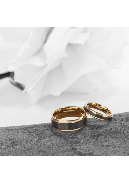 6mm 8mm Tungsten Karbür Yüzük, Özel Kazınmış Promise Alyans, 18K Rose Gold Kademeli Kenar, Siyah Mat Saten Kaplamalı (Yurt Dışından) modelleri