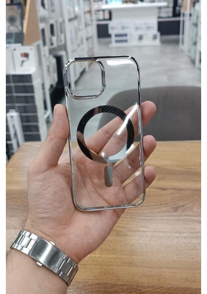 iPhone 15 Pro Kılıf Magsafe Köşeleri Renkli Lüx Şeffaf Kamera Çıkıntılı Silikon Kapak