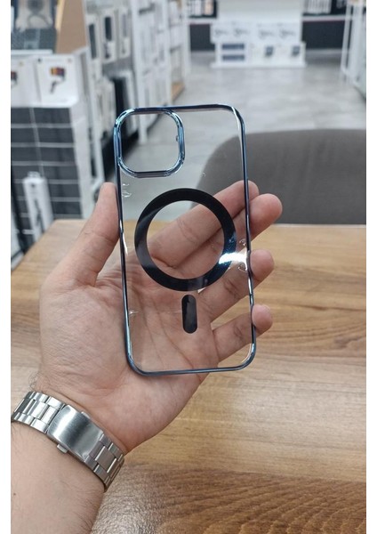 iPhone 15 Pro Kılıf Magsafe Köşeleri Renkli Lüx Şeffaf Kamera Çıkıntılı Silikon Kapak