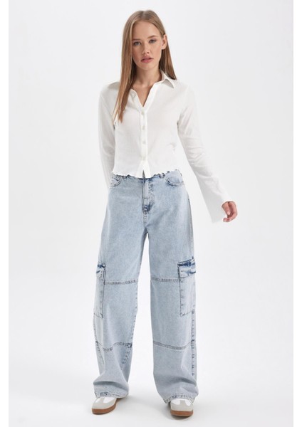 Coool Fitted Uzun Kollu Crop Gömlek A0012AX23AU