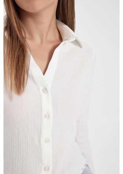 Coool Fitted Uzun Kollu Crop Gömlek A0012AX23AU