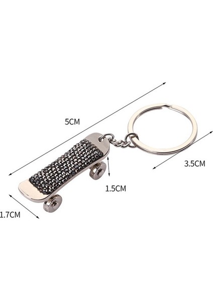 Kaykay Şeklindeki Elmas Çivili Araba Anahtarlığı - Siyah (Yurt Dışından) fiyatları