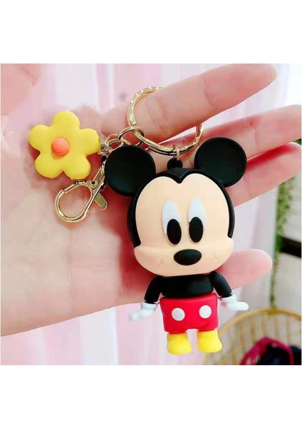 Sevimli Karikatür Mickey Slikon Anahtarlık - Kırmızı (Yurt Dışından)