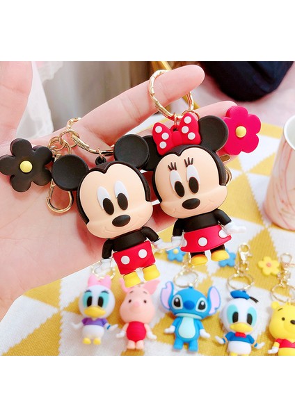 Sevimli Karikatür Mickey Slikon Anahtarlık - Kırmızı (Yurt Dışından) fiyatları