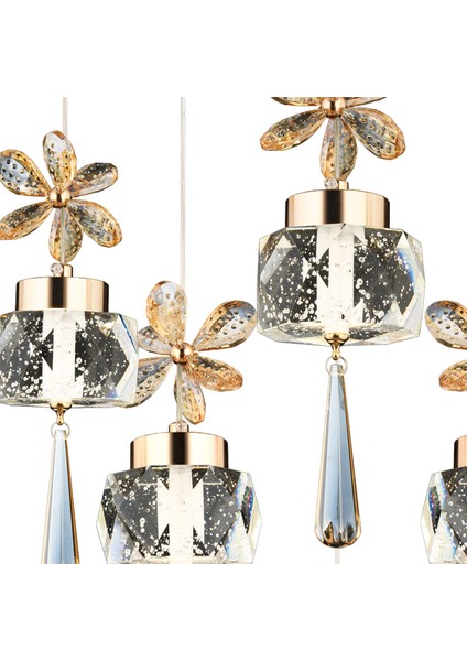 Amaris 6'lı Sıralı Gold Kelebek Led Avize Kristal Ledli Modern Oturma Odası Büyük Salon Sarkıt Avize fırsatları